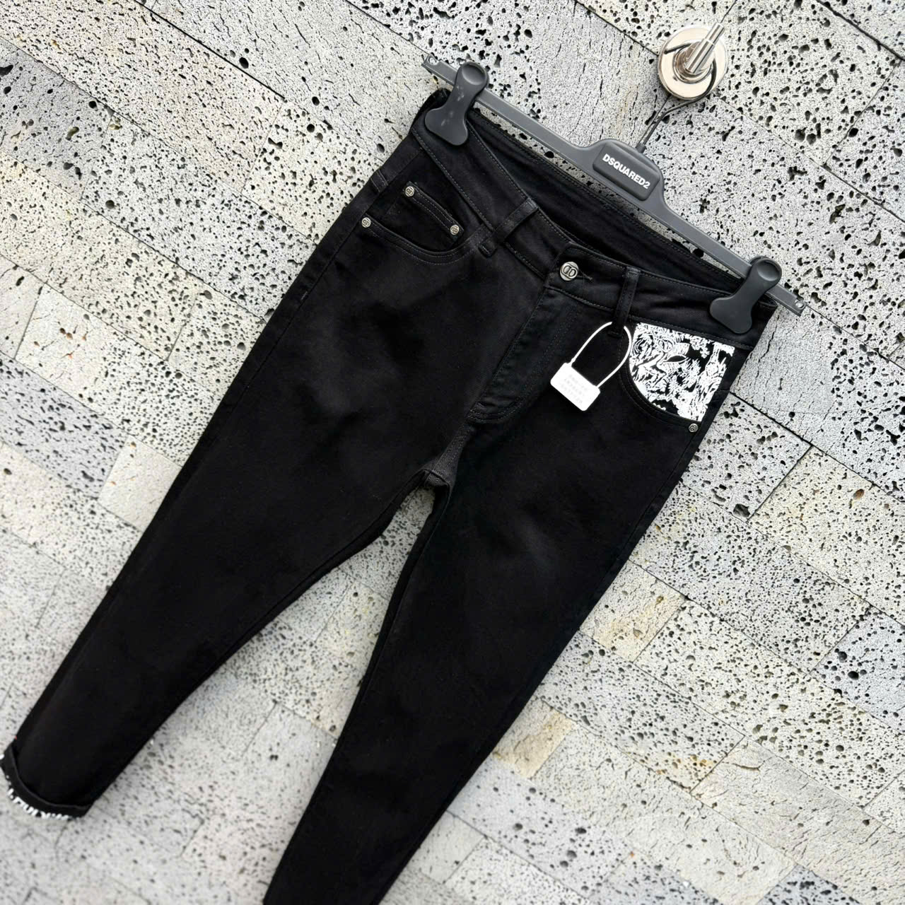 Quần Jean Dior CD Đen họa tiết Trắng túi Like Auth NV