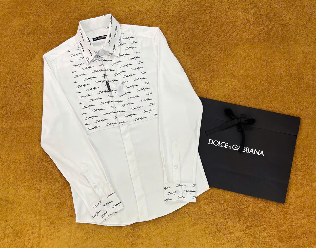 Áo sơ mi dài tay Dolce Gabbana Trắng họa tiết logo chữ ký Like Auth on web NV