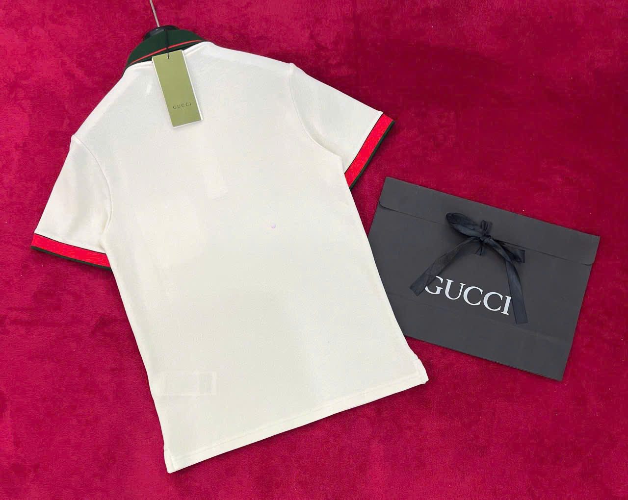 Áo polo Gucci GC phối màu cổ viền tay túi ngực logo GG thêu Like Auth 1-1 on web NV