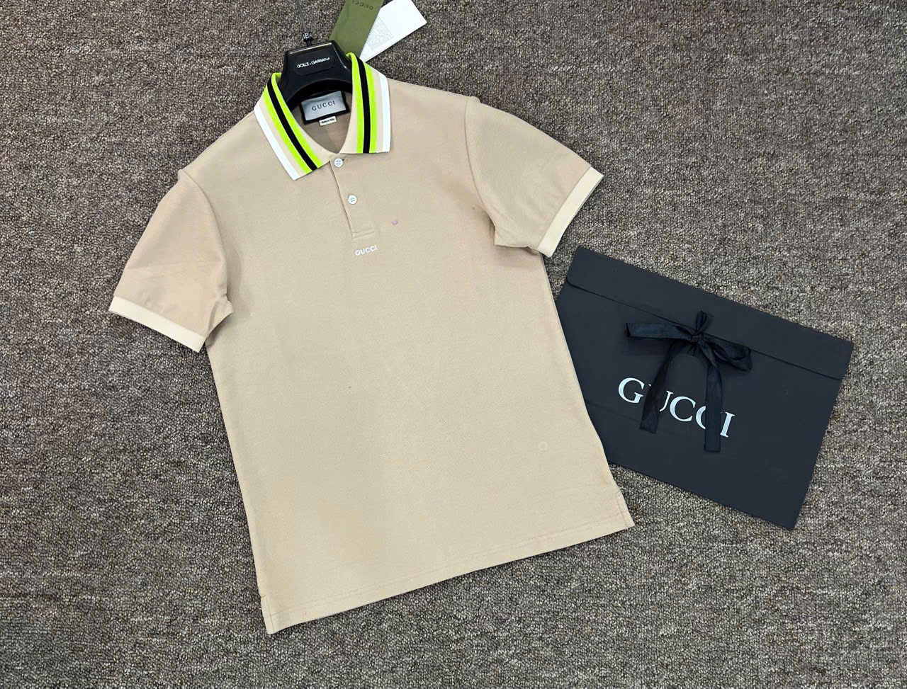 Áo polo Gucci GC phối kẻ sọc màu cổ Like Auth 1-1 on web NV