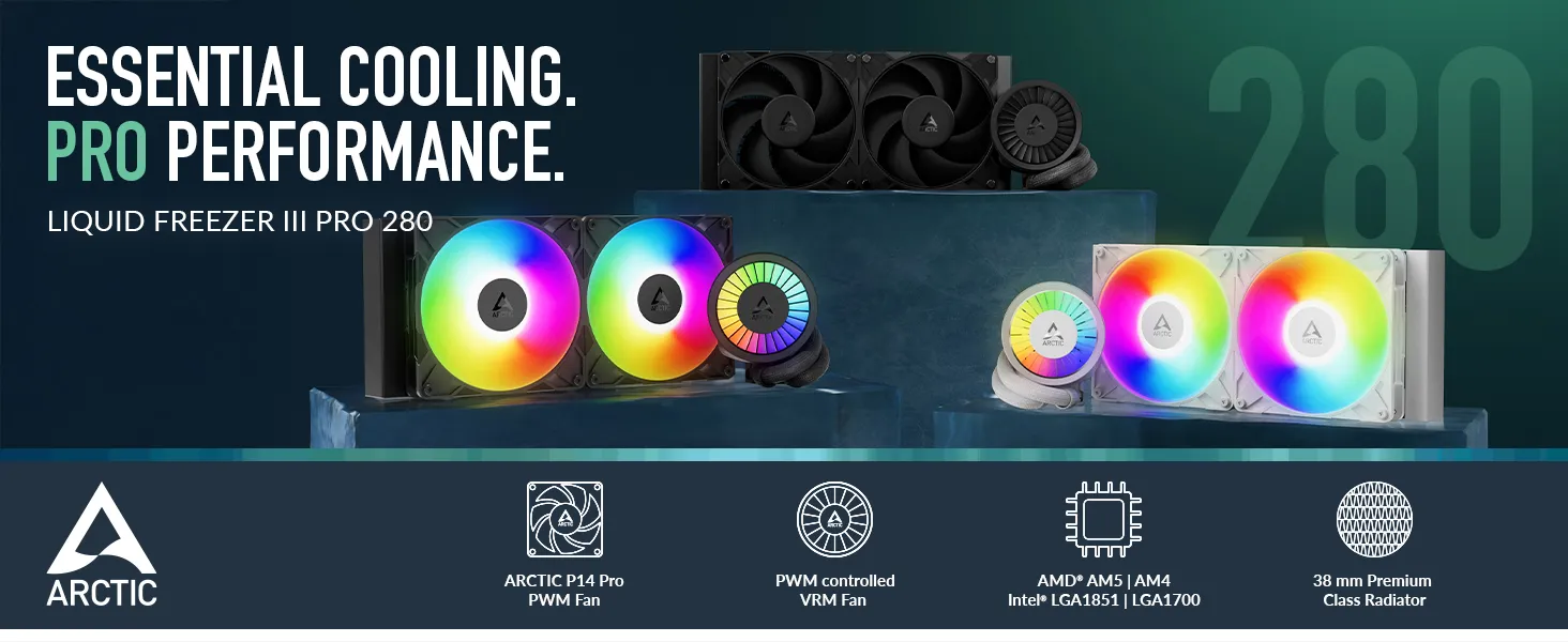 ARCTIC Liquid Freezer III Pro 280 AIO CPU Liquid Cooler (Black) overview 1