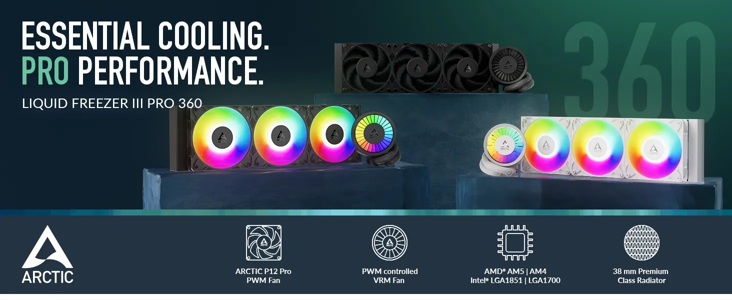 ARCTIC Liquid Freezer III Pro 360 AIO Liquid Cooler - Black overview 1