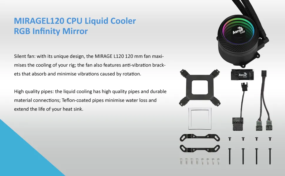 Aerocool Mirage L120 120MM ARGB LIQUID COOLER (Black) overview 4