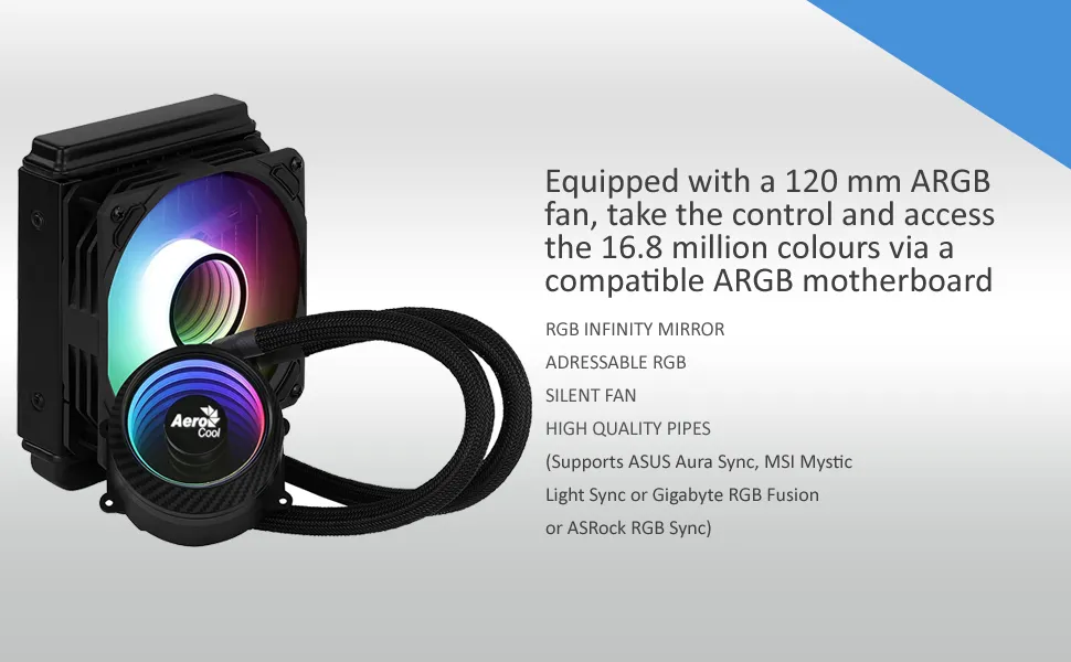 Aerocool Mirage L120 120MM ARGB LIQUID COOLER (Black) overview 5