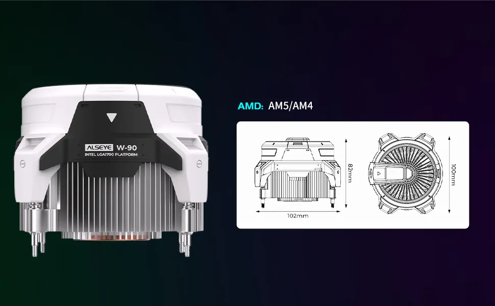 Alseye Warrior W90 ARGB 40mm CPU Air Cooler (For AMD AM4/AM5 Sockets) overview 6