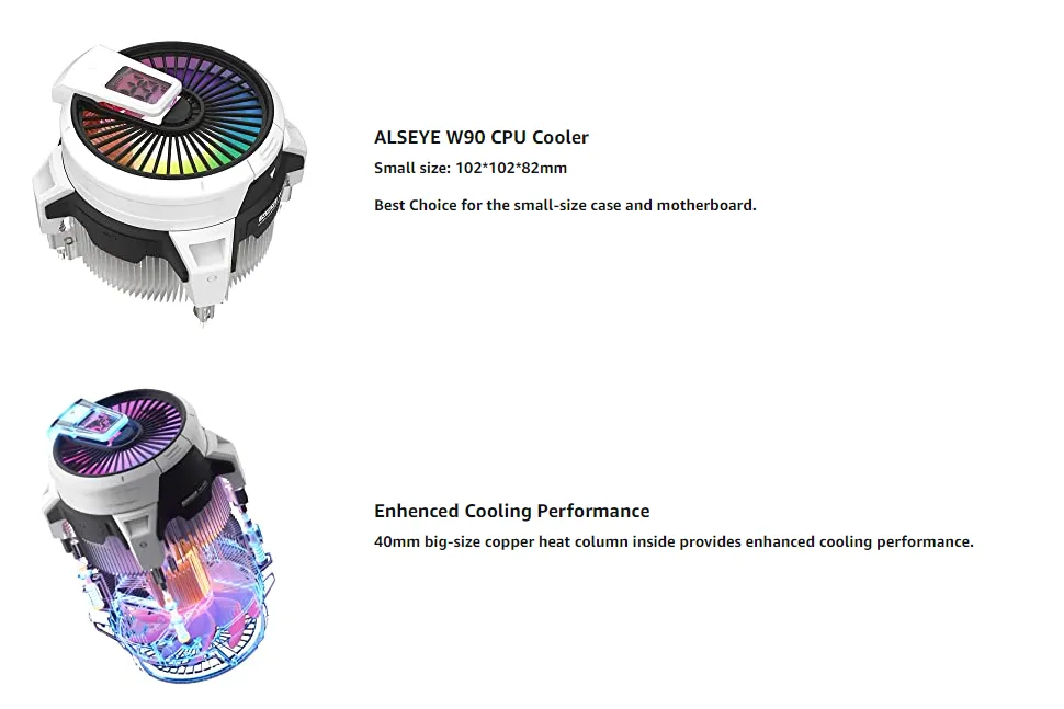Alseye Warrior W90 ARGB 40mm CPU Air Cooler (For Intel LGA 1700/1200/115X Sockets) overview 2
