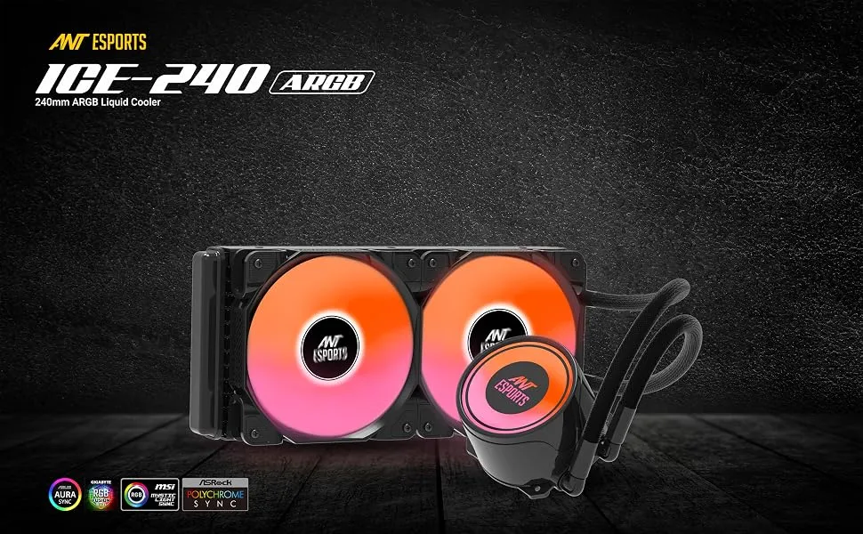 Ant Esports ICE-240 ARGB All In One 240mm CPU Liquid Cooler (Black) overview 1