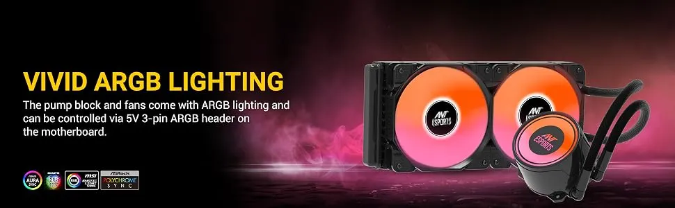Ant Esports ICE-240 ARGB All In One 240mm CPU Liquid Cooler (Black) overview 2