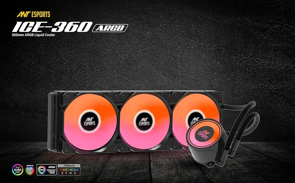 Ant Esports ICE-360 ARGB All In One 360mm CPU Liquid Cooler (Black) overview 1