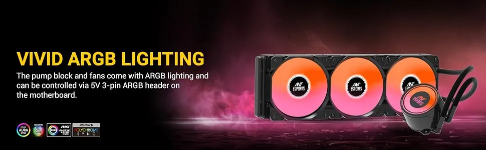 Ant Esports ICE-360 ARGB All In One 360mm CPU Liquid Cooler (Black) overview 2