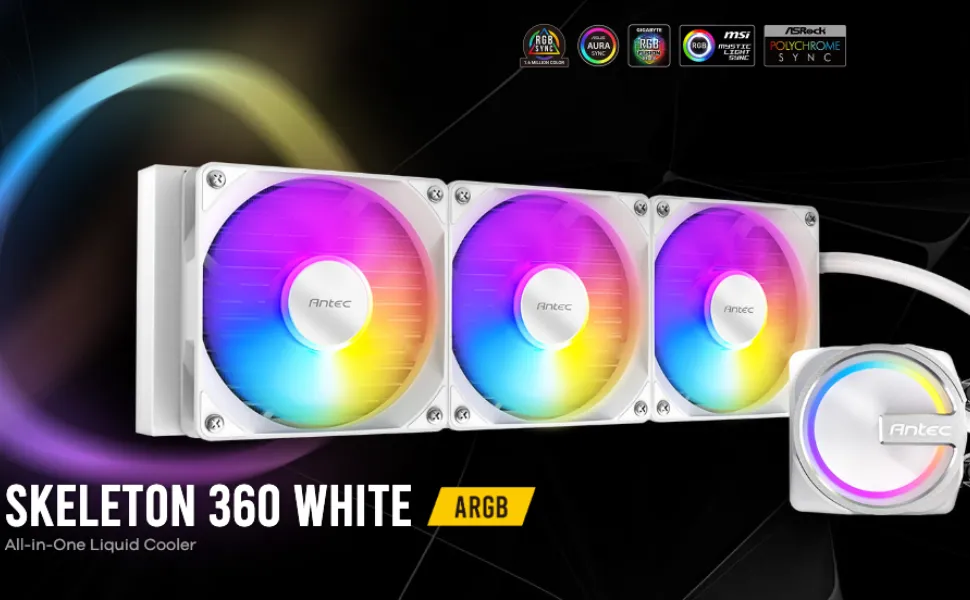 Antec Skeleton 360 ARGB Liquid Cooler (White) overview 1