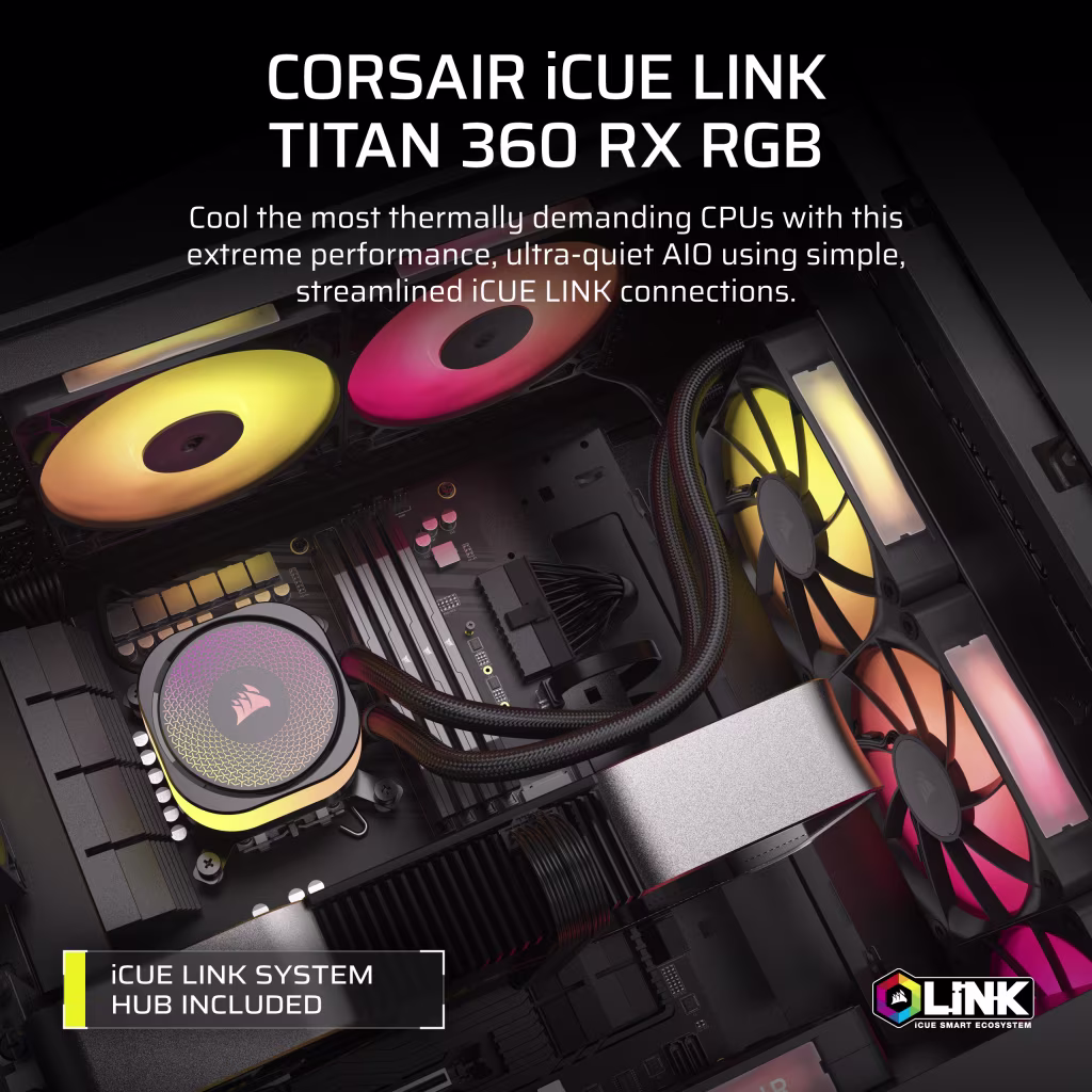 CORSAIR iCUE LINK Titan 360 RX RGB Liquid CPU Cooler (Black) overview 1