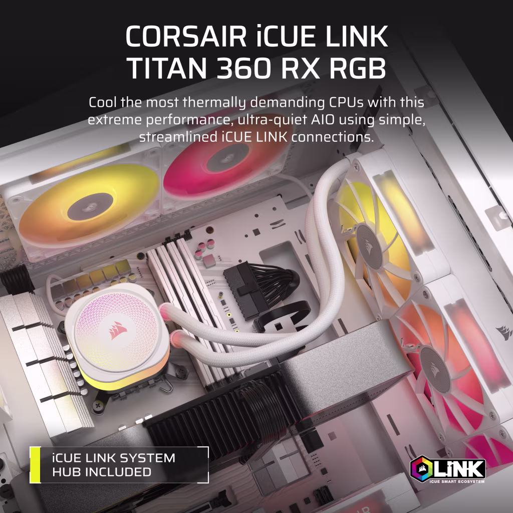 CORSAIR iCUE LINK Titan 360 RX RGB Liquid CPU Cooler (White) overview 1
