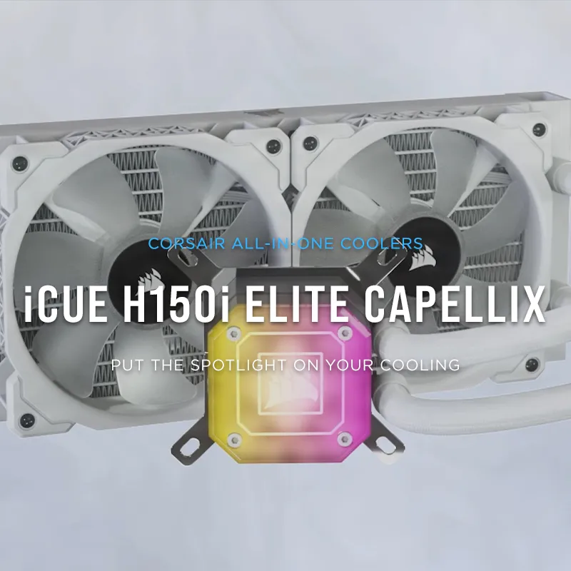 Corsair ICUE H150i Elite Capellix CPU Liquid Cooler (White) overview 1