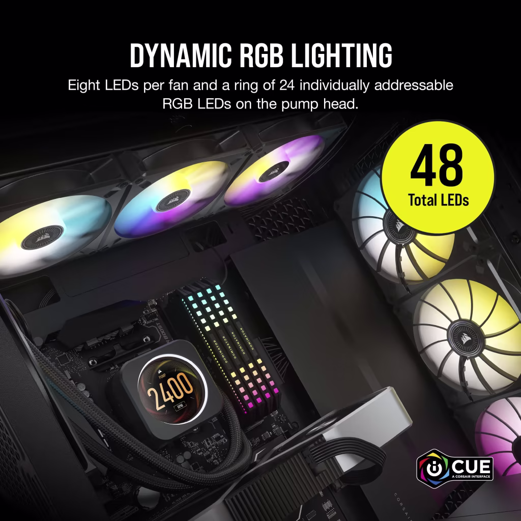 Corsair ICUE H150i Elite LCD Display CPU Liquid Cooler (Black) overview 3