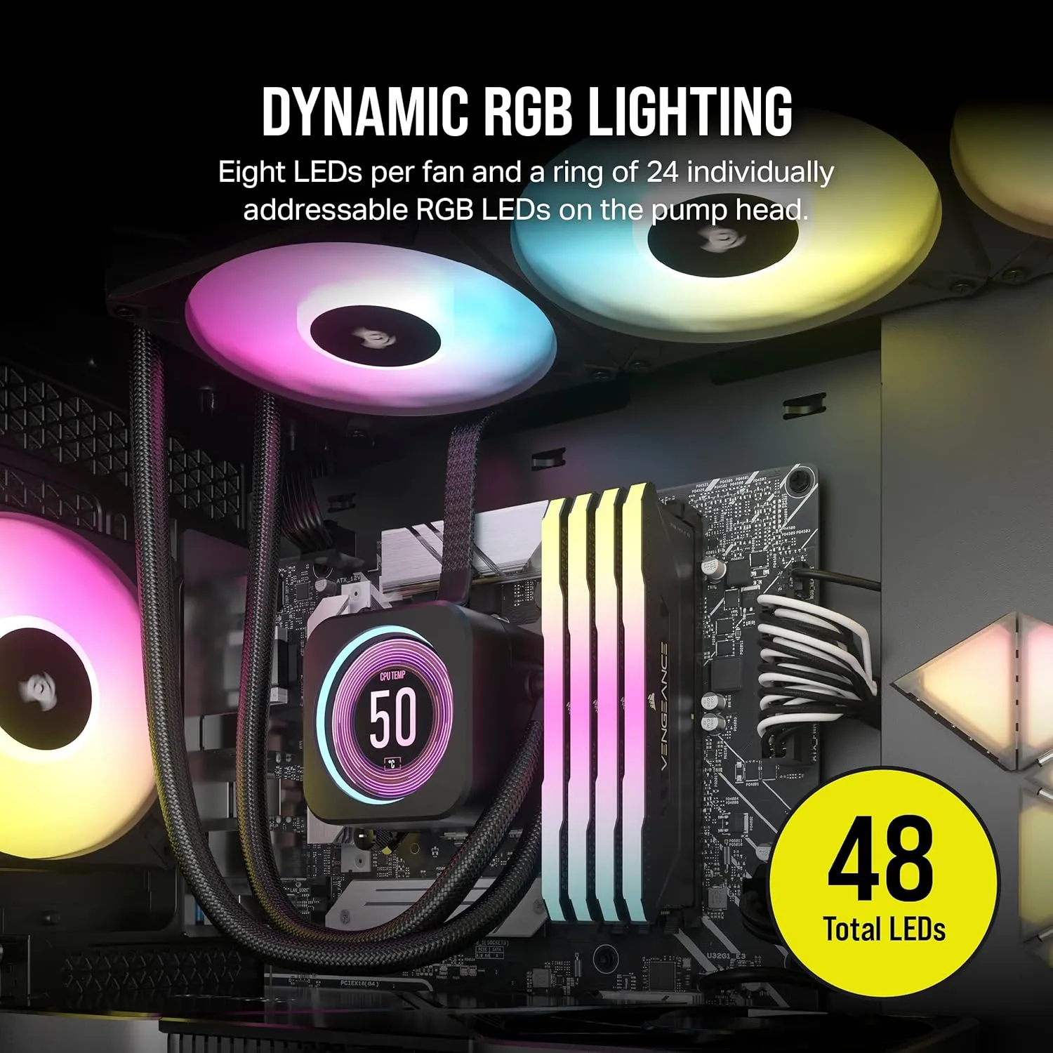Corsair ICUE H150i Elite LCD XT Display RGB Black All In One 360mm CPU Liquid Cooler overview 3