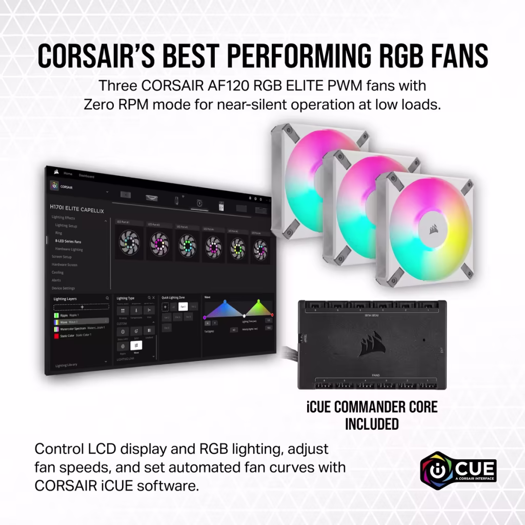 Corsair ICUE H150i Elite LCD XT Display RGB White All In One 360mm CPU Liquid Cooler overview 3