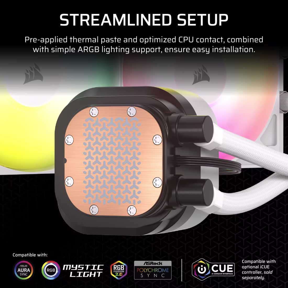 Corsair Nautilus 240 RS ARGB Liquid CPU Cooler (White) overview 2
