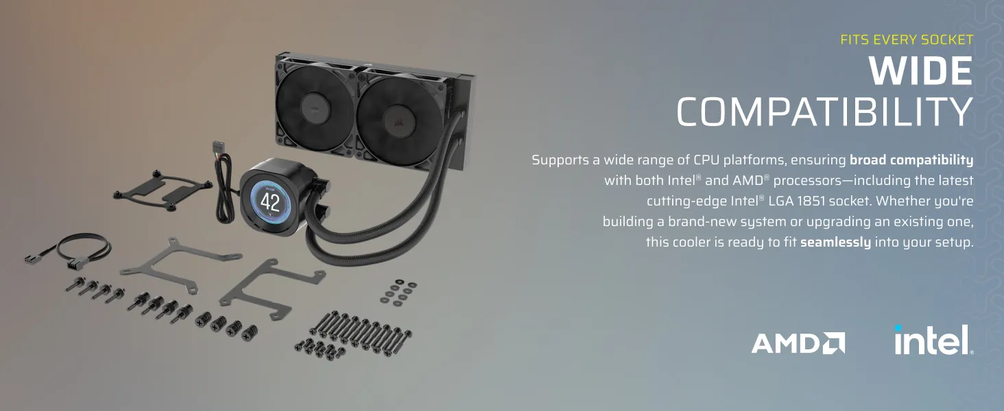 Corsair Nautilus 240 RS LCD Liquid CPU Cooler - Black overview 3