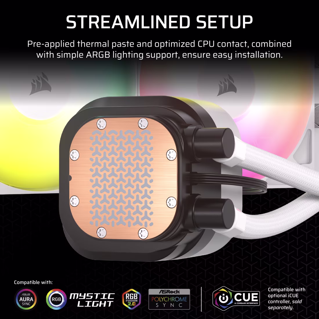 Corsair Nautilus 360 RS ARGB CPU Liquid Cooler (White) overview 2