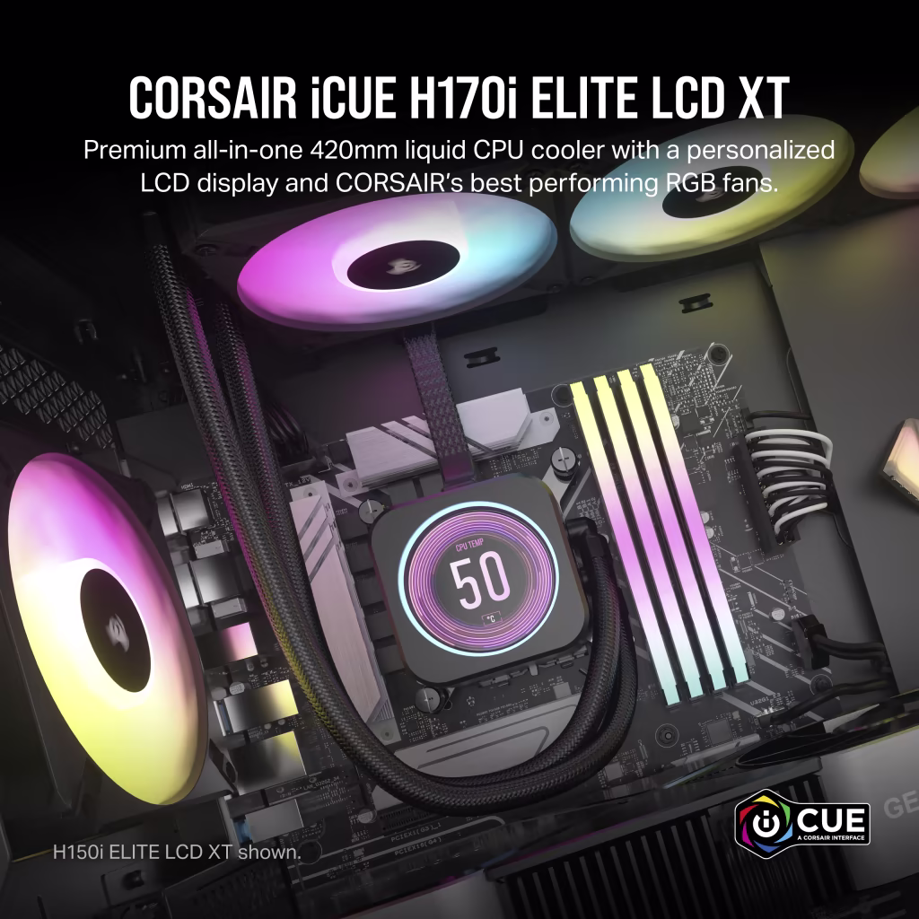 Corsair iCUE H170i Elite LCD XT Display 420mm CPU Liquid Cooler (Black) overview 1