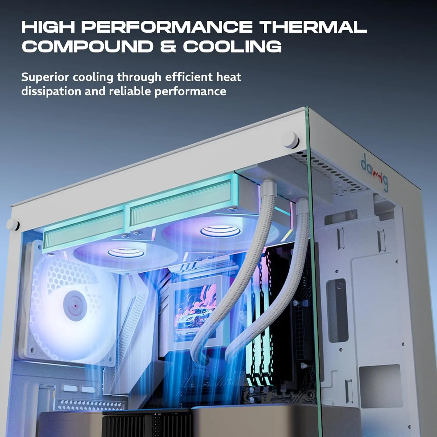 Dawg L240 AIO ARGB 240mm CPU Liquid Cooler (White) overview 3