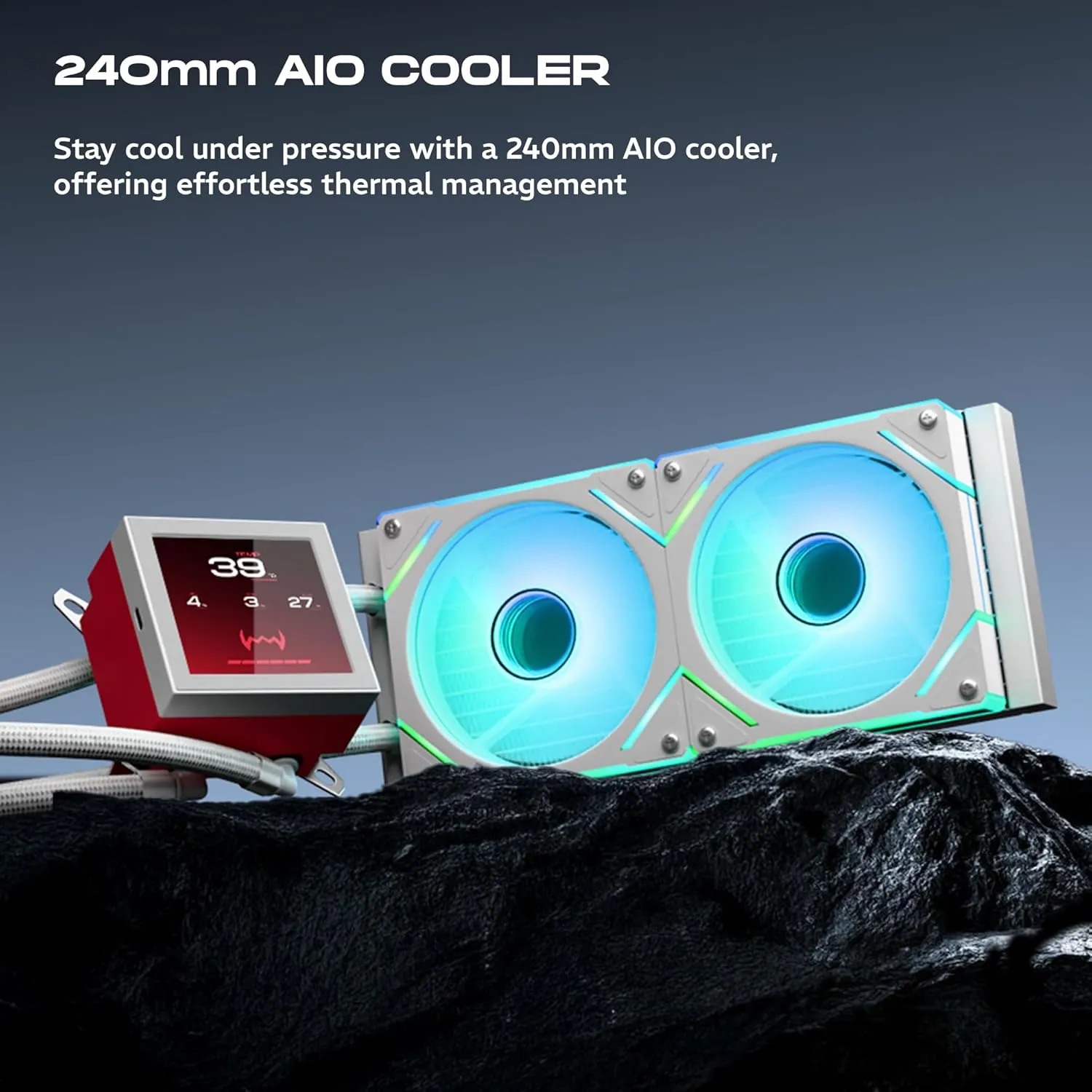 Dawg L240 AIO ARGB 240mm CPU Liquid Cooler (White) overview 4
