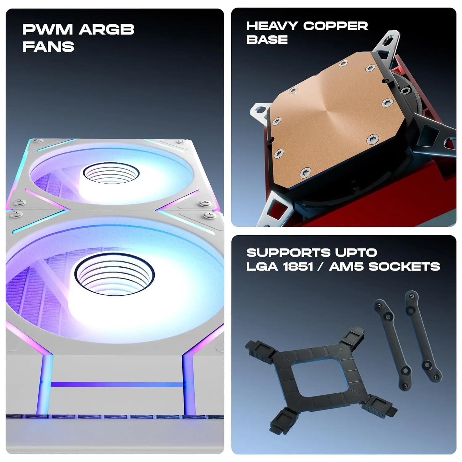 Dawg L240 AIO ARGB 240mm CPU Liquid Cooler (White) overview 6