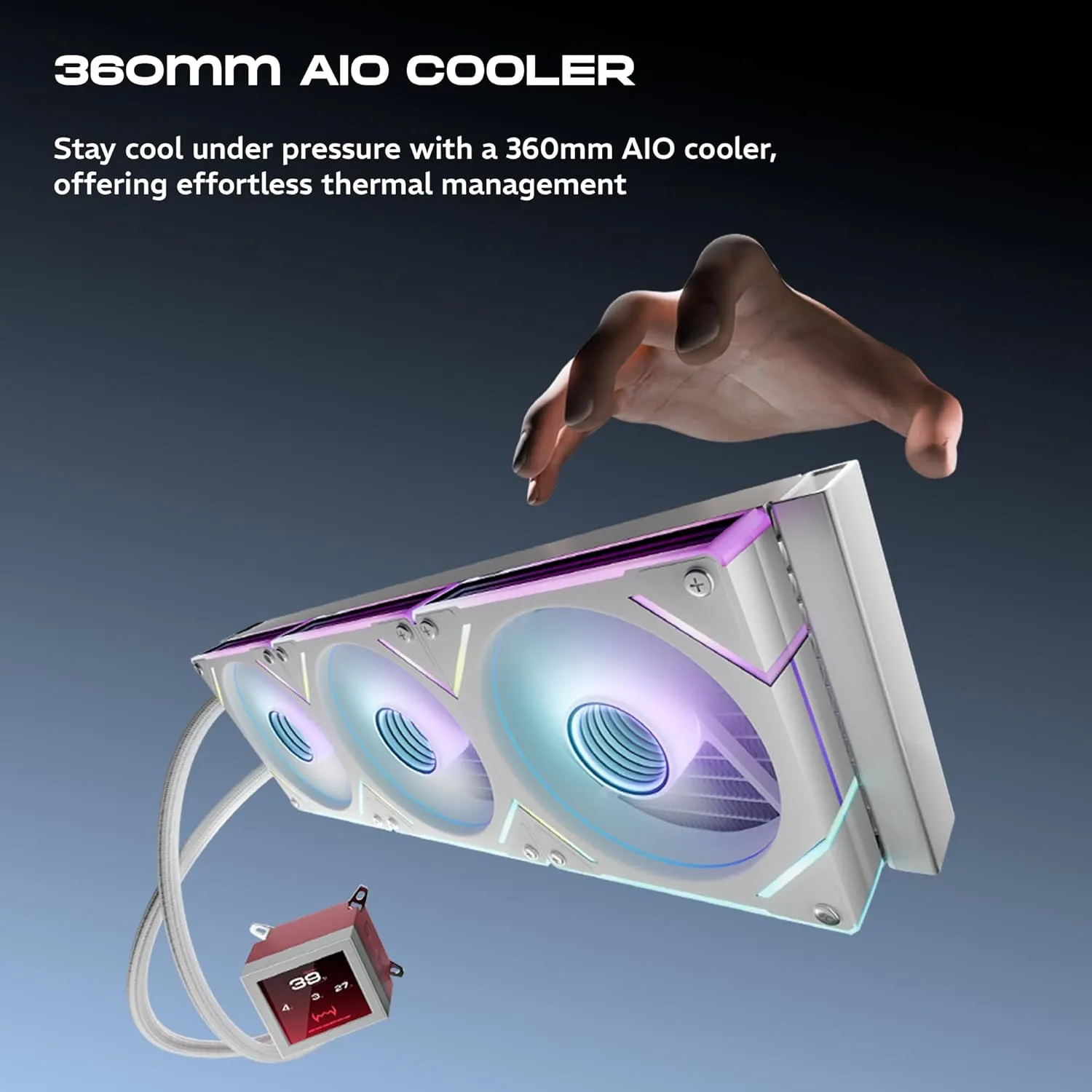 Dawg L360 AIO ARGB 360mm CPU Liquid Cooler (White) overview 4