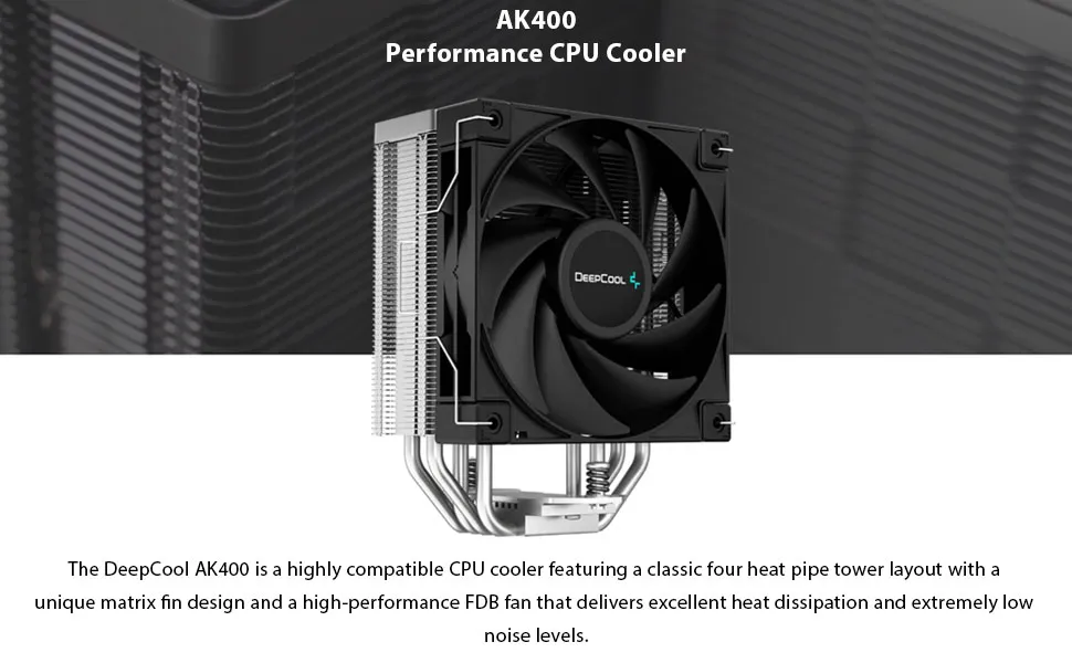 Deepcool AK400 CPU Air Cooler - Black overview 1