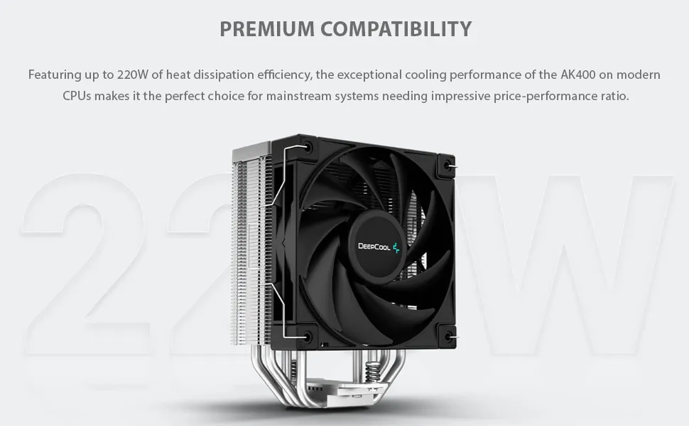 Deepcool AK400 CPU Air Cooler - Black overview 2