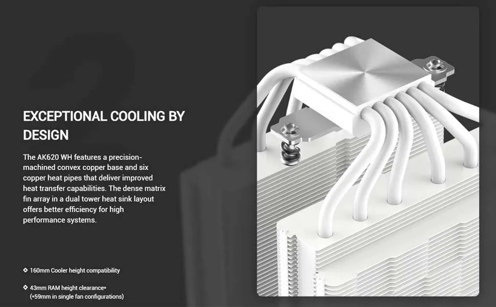 Deepcool AK620 CPU Air Cooler (White) overview 3
