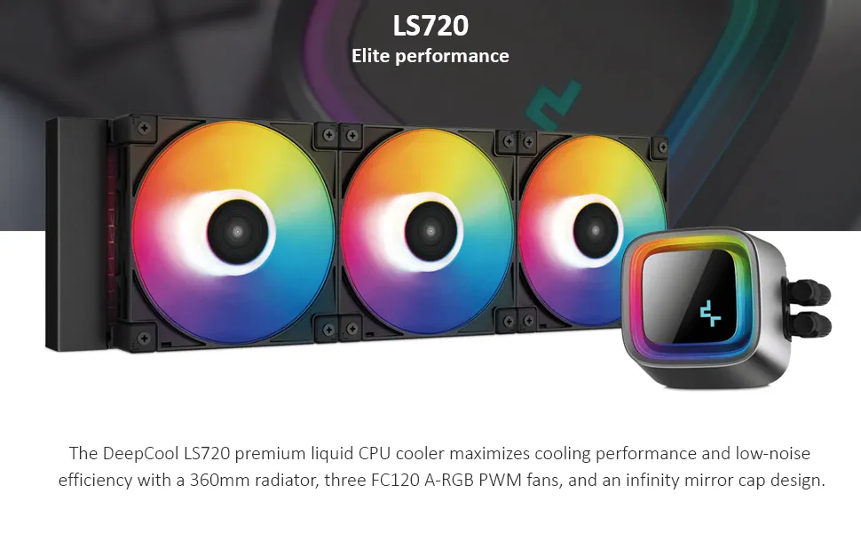Deepcool Infinity LS720 ARGB 360mm CPU Liquid Cooler (Black) overview 1