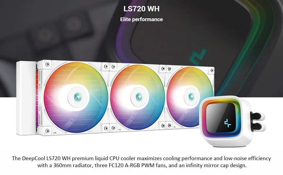 Deepcool Infinity LS720 ARGB 360mm CPU Liquid Cooler (White) overview 1