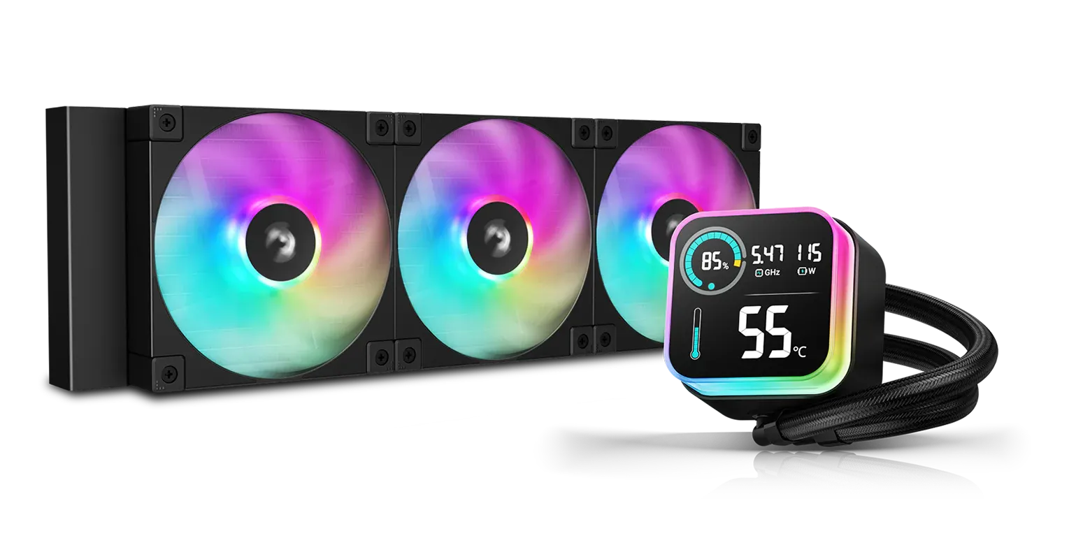 Deepcool LQ360 AIO Digital Display 360 mm Liquid Cooler - Black overview 1