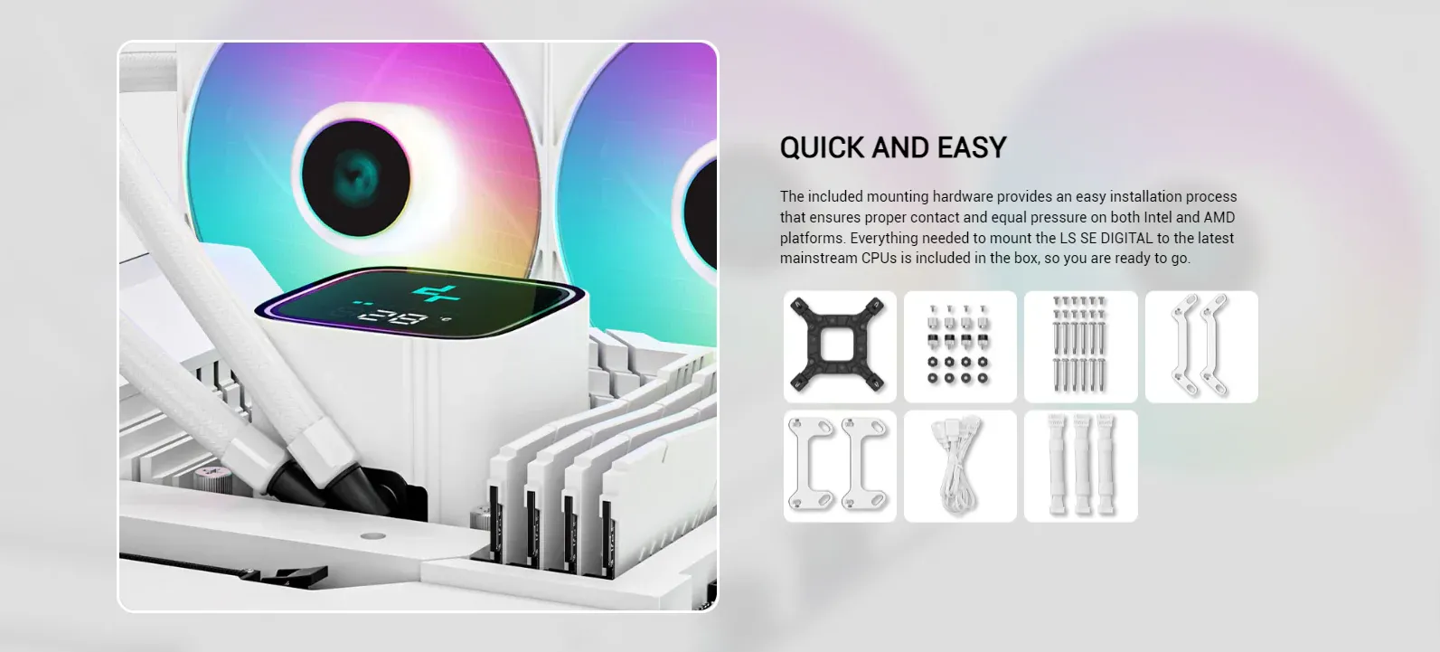 Deepcool LS720 SE Digital 360MM Liquid Cooler With A Status Display (White) overview 8