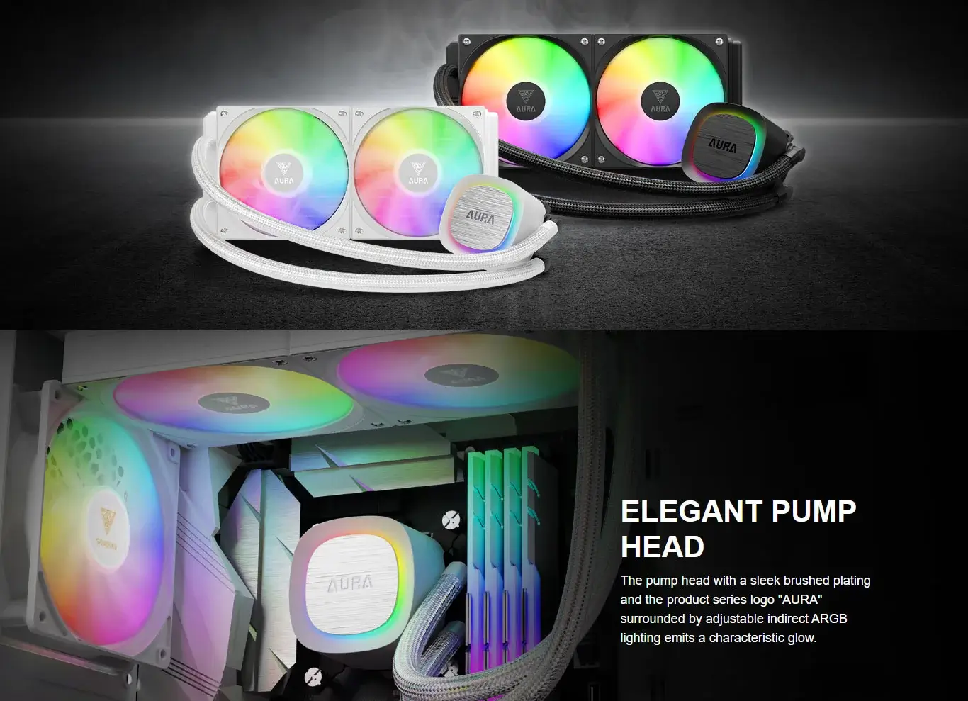 Gamdias Aura GL240 V2 WH ARGB CPU Liquid Cooler (White) overview 2