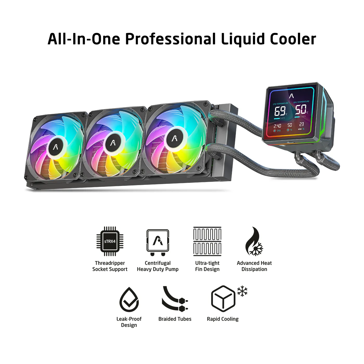 Prolab Design AI360 LCD AIO Liquid Cooler (Black) overview 1