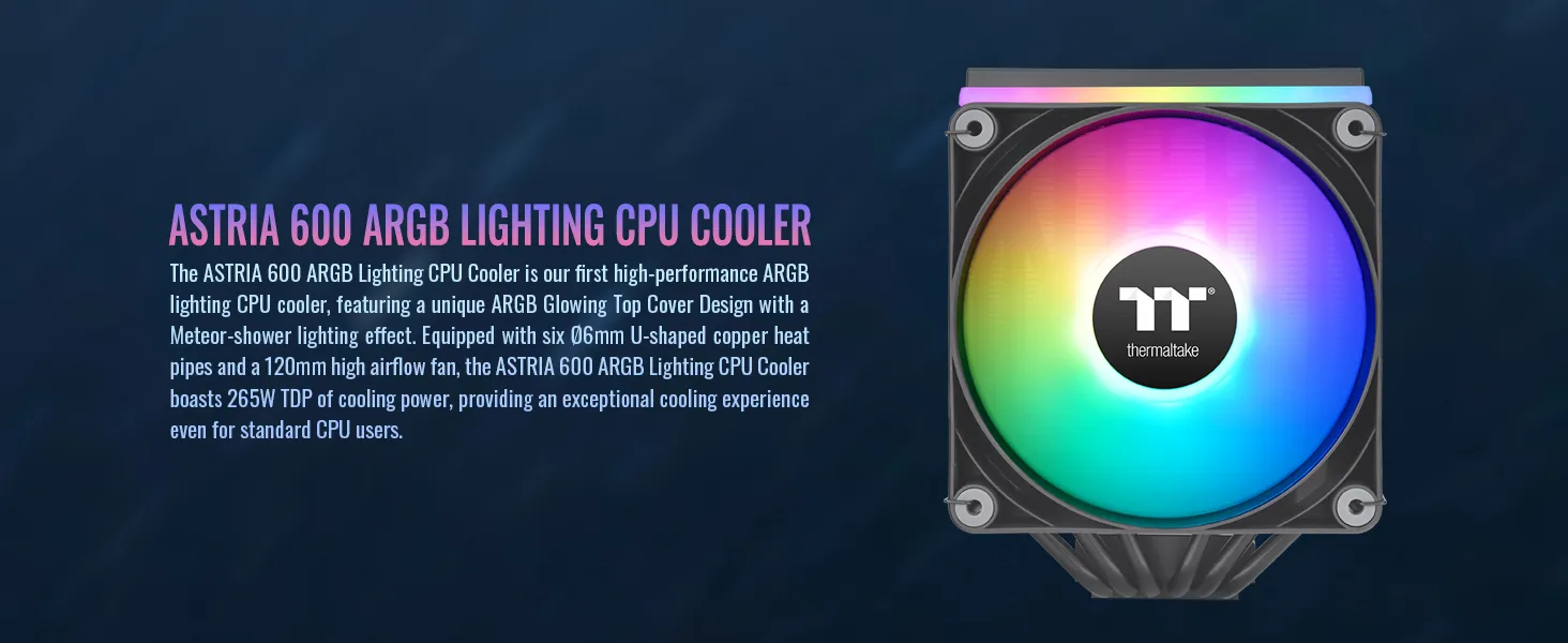 Thermaltake Astria 600 ARGB Lighting 120mm CPU Air Cooler (Black) overview 2