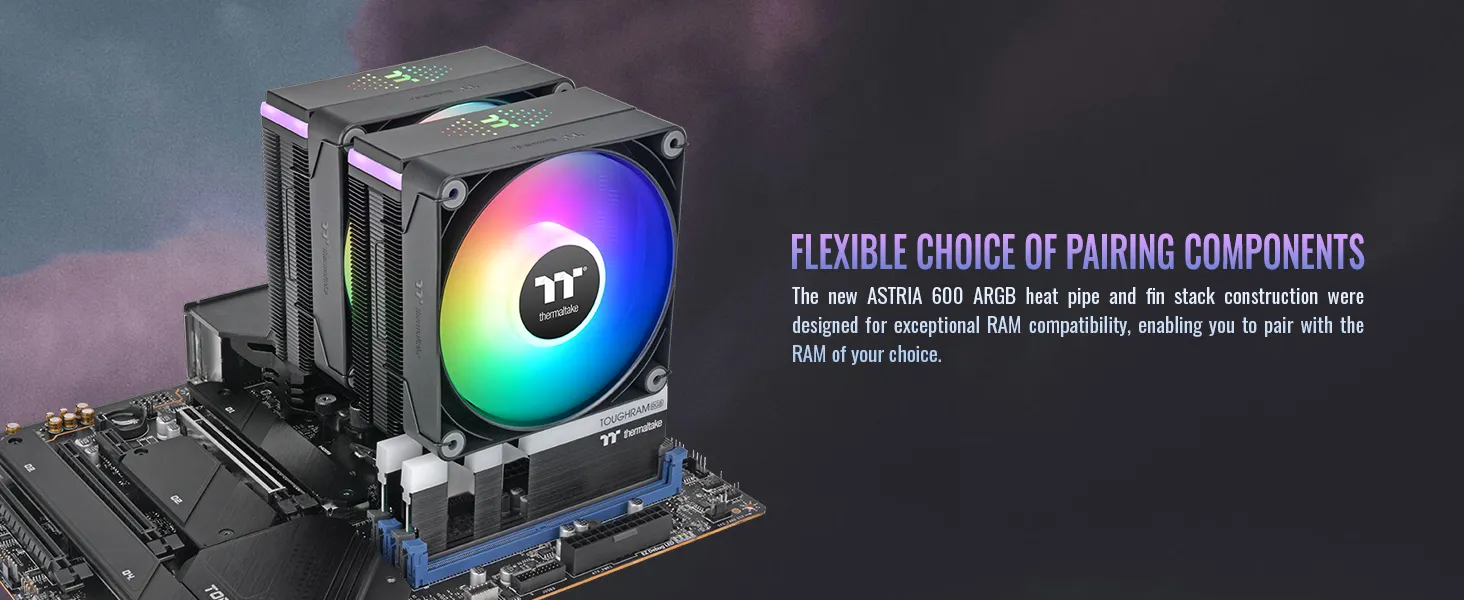 Thermaltake Astria 600 ARGB Lighting 120mm CPU Air Cooler (Black) overview 7