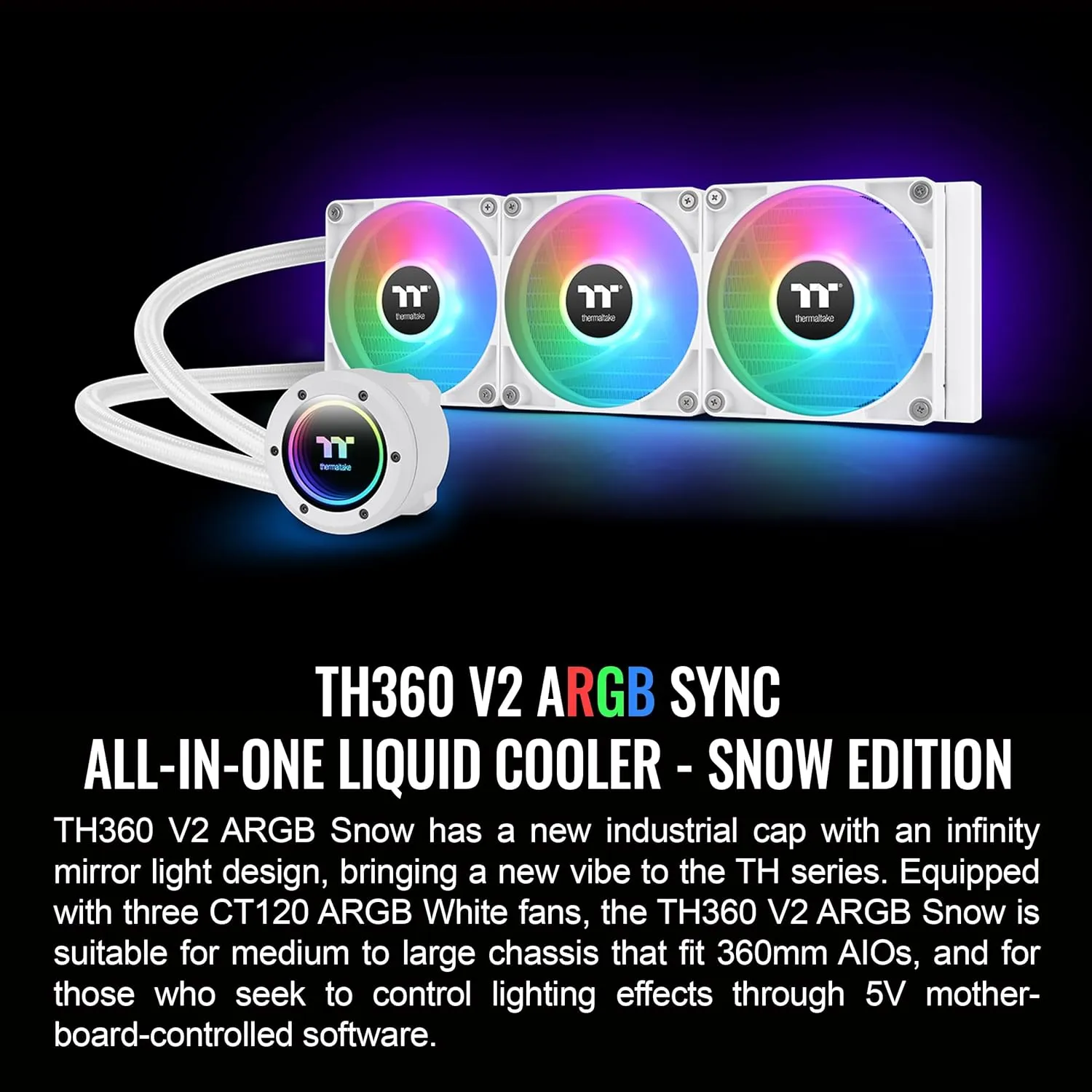 Thermaltake TH360 V2 ARGB Sync Snow Edition CPU Liquid Cooler overview 1