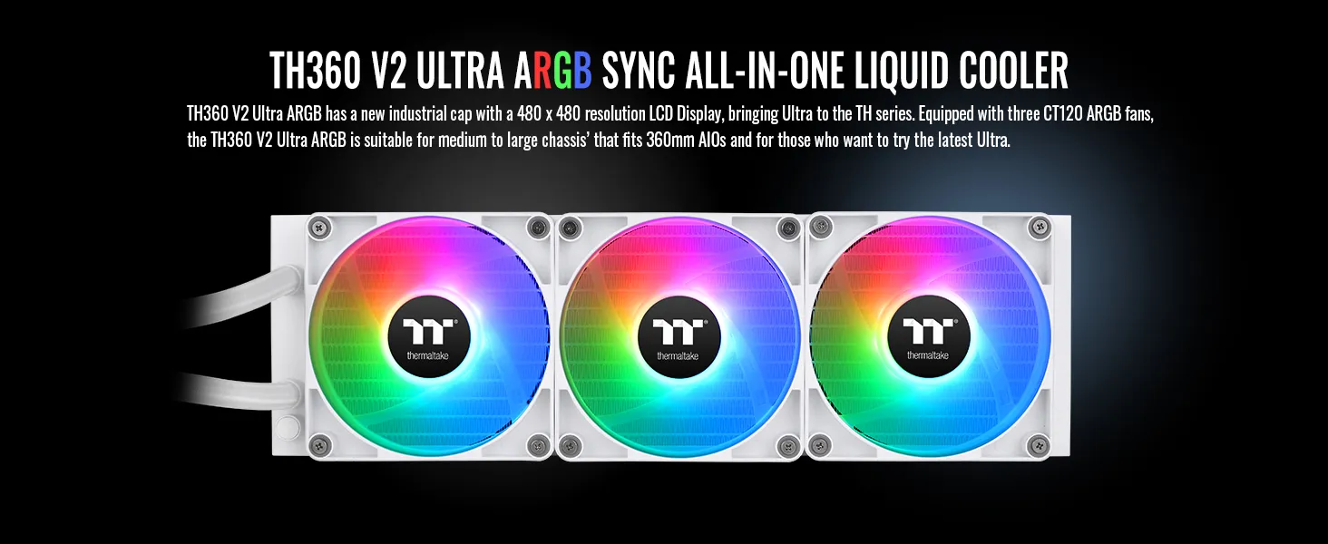 Thermaltake TH360 V2 Ultra ARGB Sync Snow Edition CPU Liquid Cooler (White) overview 2