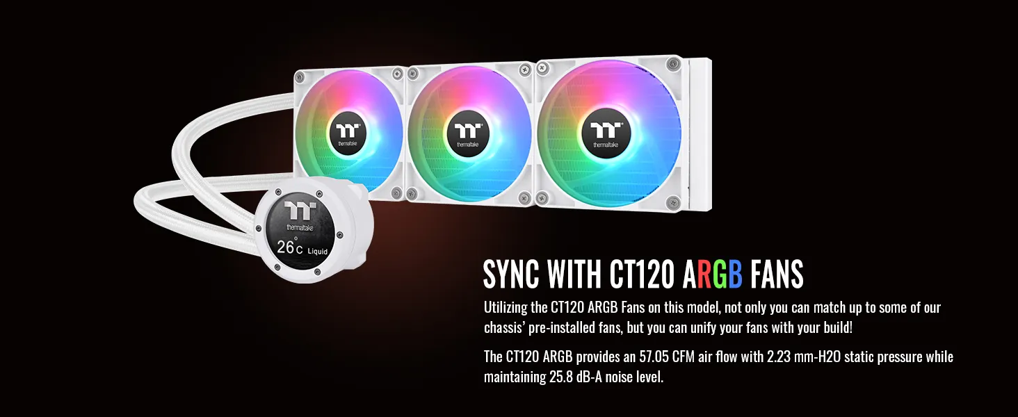 Thermaltake TH360 V2 Ultra ARGB Sync Snow Edition CPU Liquid Cooler (White) overview 6
