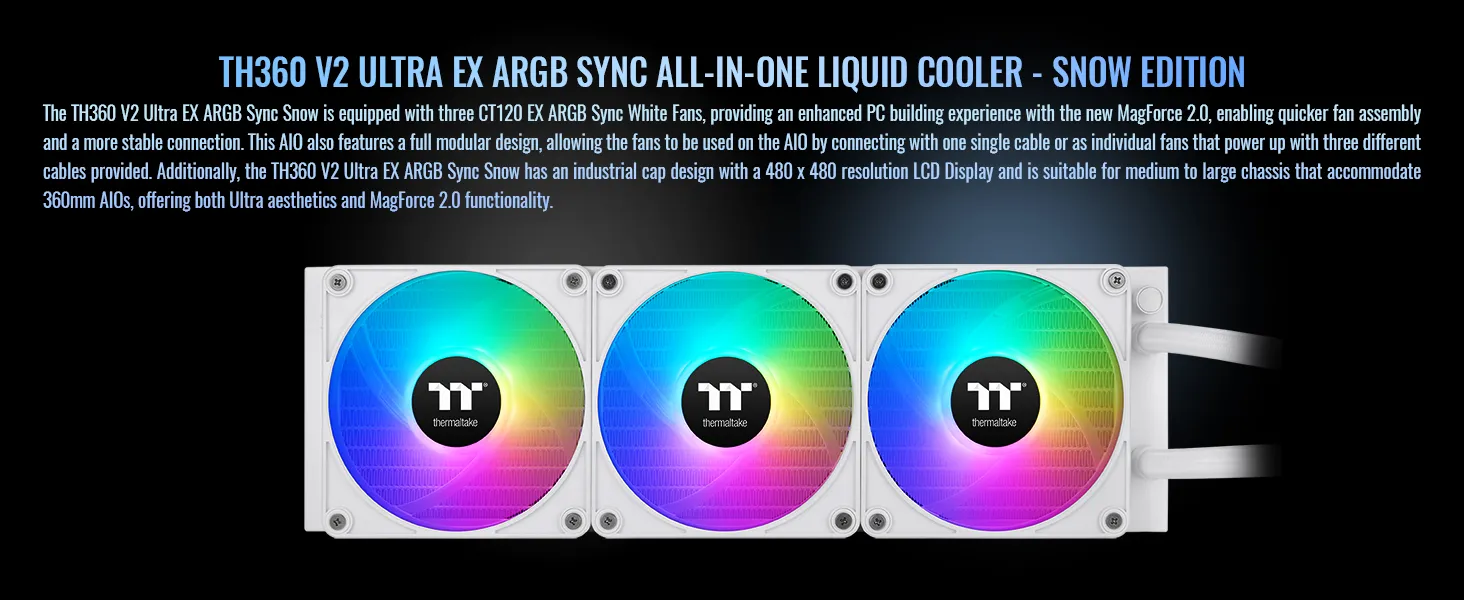Thermaltake Th360 V2 Ultra Ex Argb Sync Snow Edition Liquid Cpu Cooler overview 2