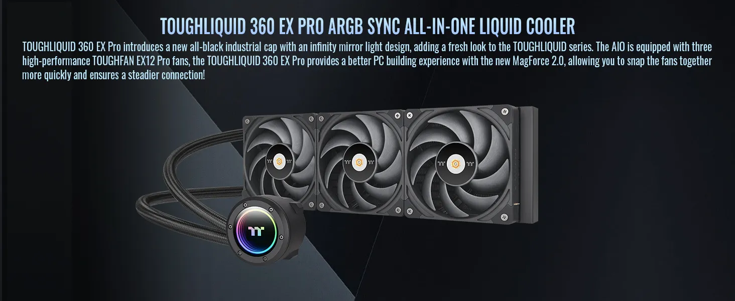 Thermaltake Toughliquid 360 EX Pro ARGB Sync CPU Liquid Cooler (Black) overview 2