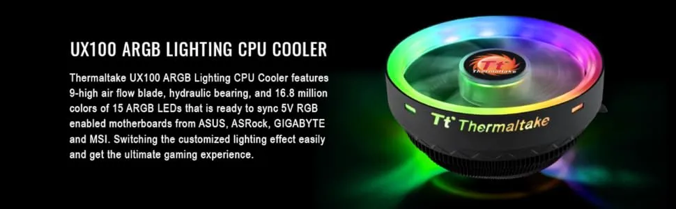 Thermaltake UX100 ARGB CPU Cooler overview 1