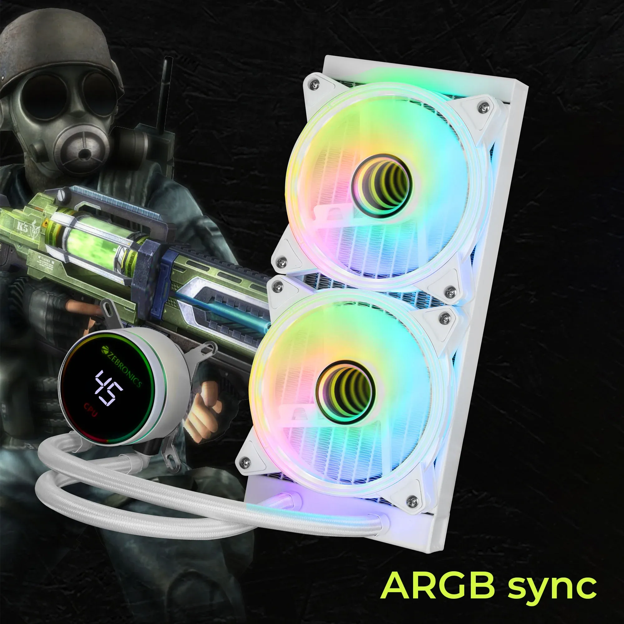 ZEBRONICS AIO240TW 240mm AIO Liquid Cooler (White) overview 4