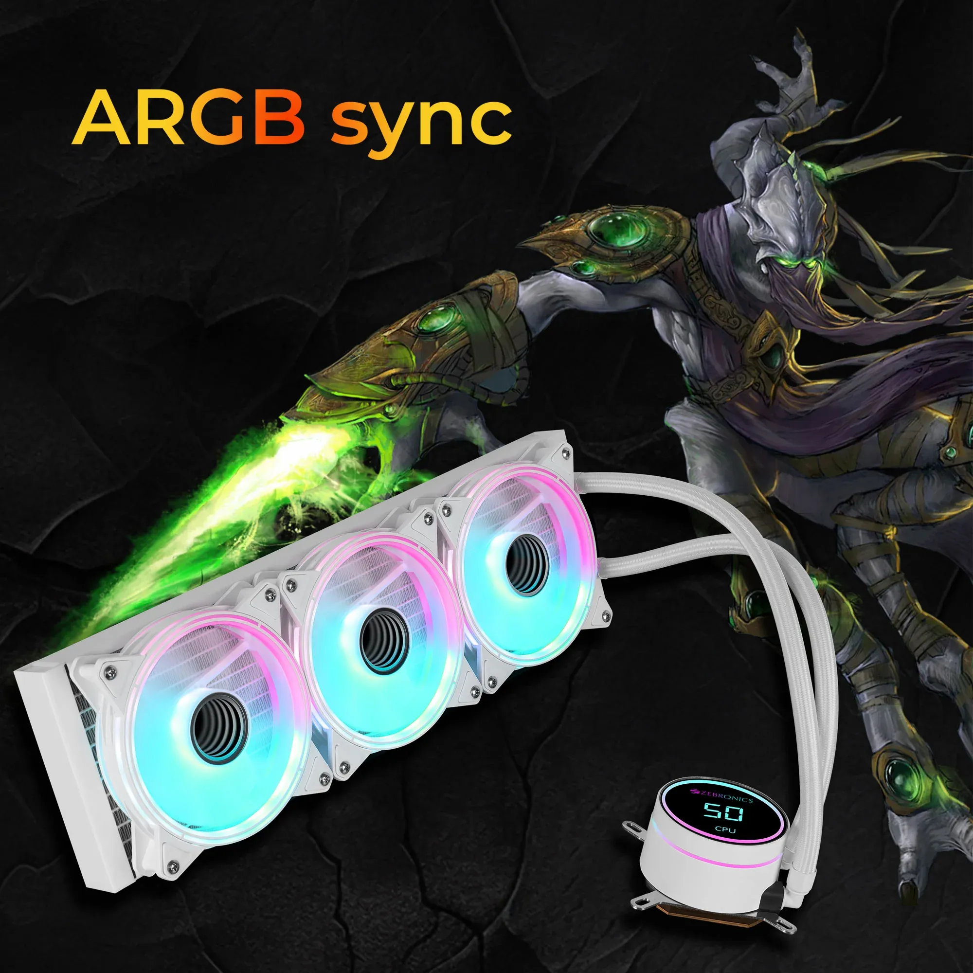 ZEBRONICS AIO360TW 360mm AIO Liquid Cooler (White) overview 4
