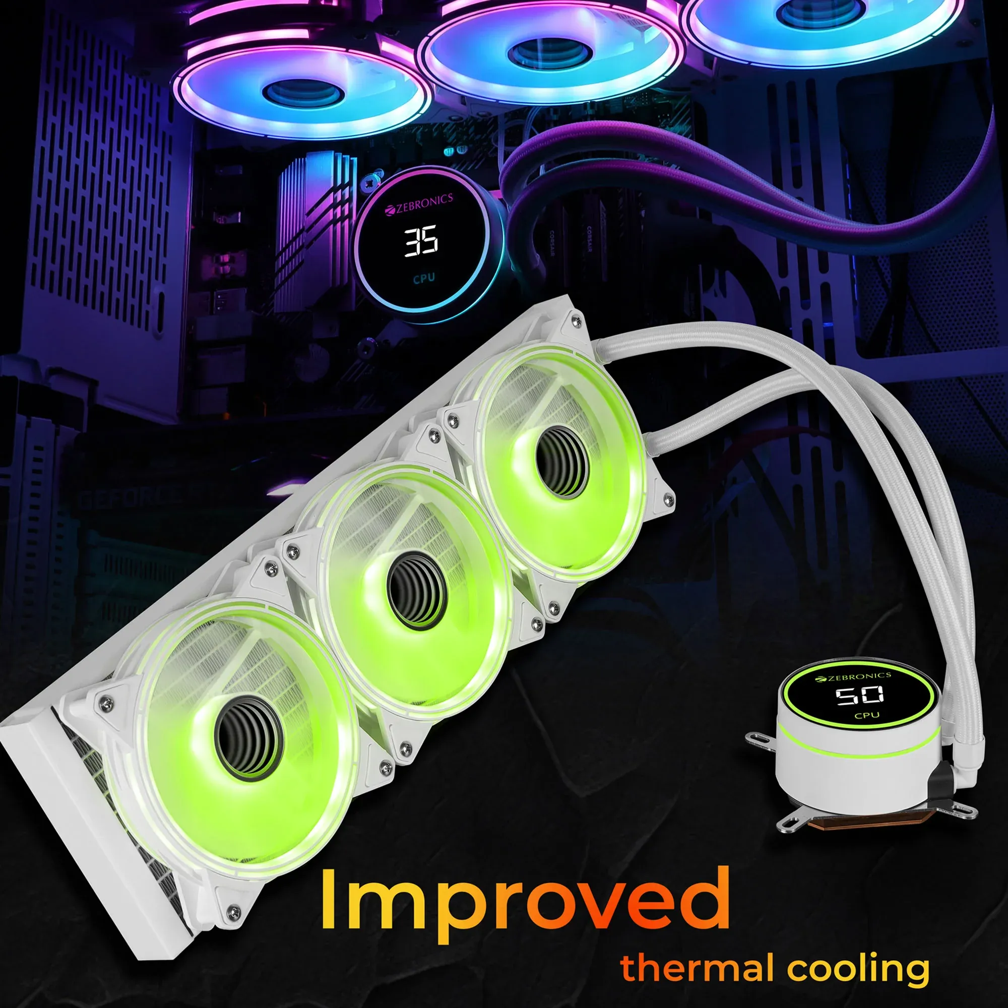 ZEBRONICS AIO360TW 360mm AIO Liquid Cooler (White) overview 8