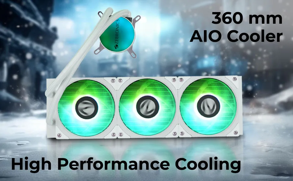Zebronics AIO360AB 360mm AIO Liquid Cooler (White) overview 3